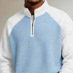 Sweater heren met korte rits, opstaande kraag en wafelstructuur 9