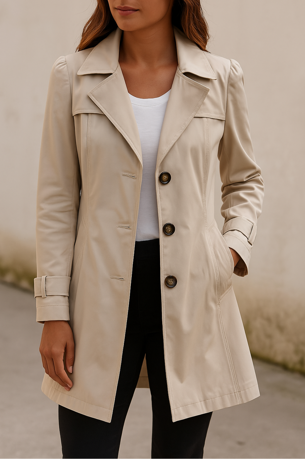 Trenchcoat dames met klassieke kraag en dubbele knoopsluiting 5