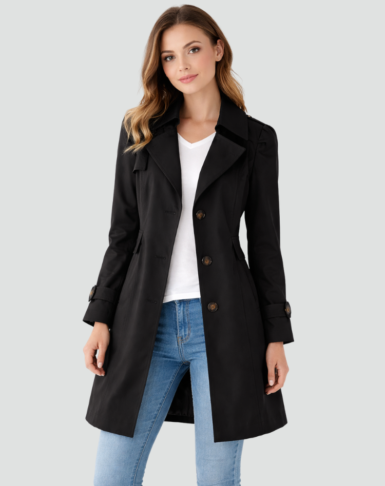 Trenchcoat dames met reverskraag en knoopsluiting 1