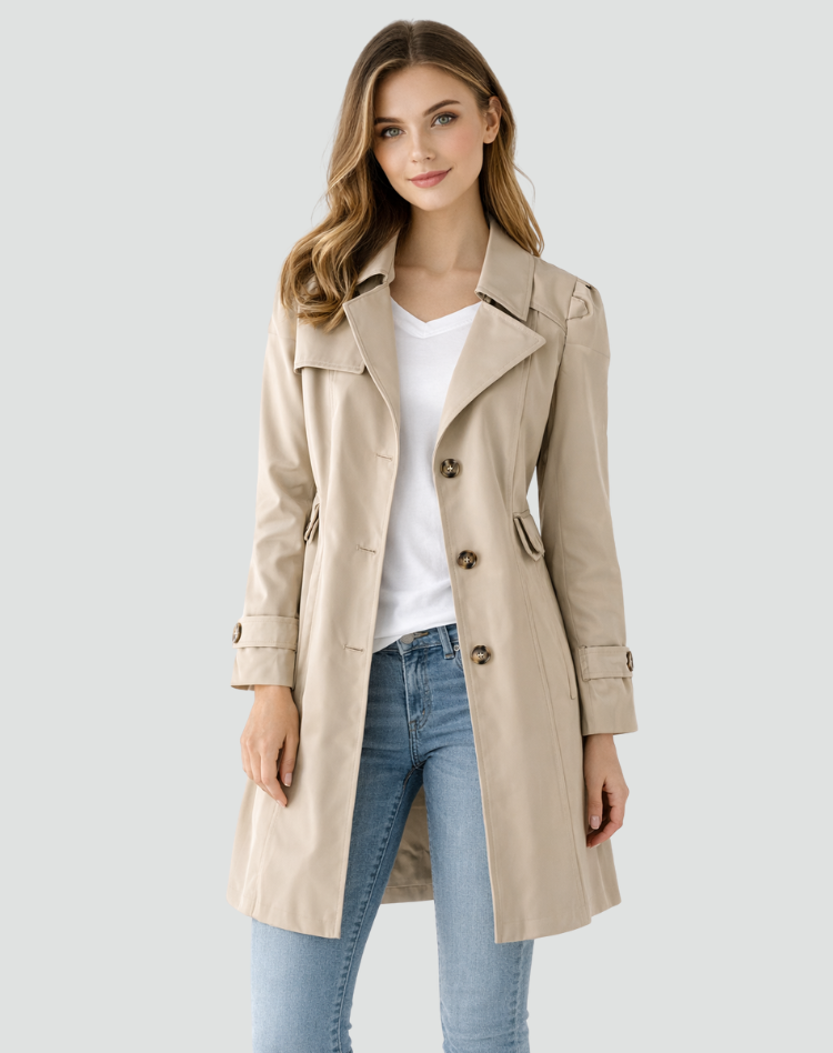 Trenchcoat dames met reverskraag en knoopsluiting 2