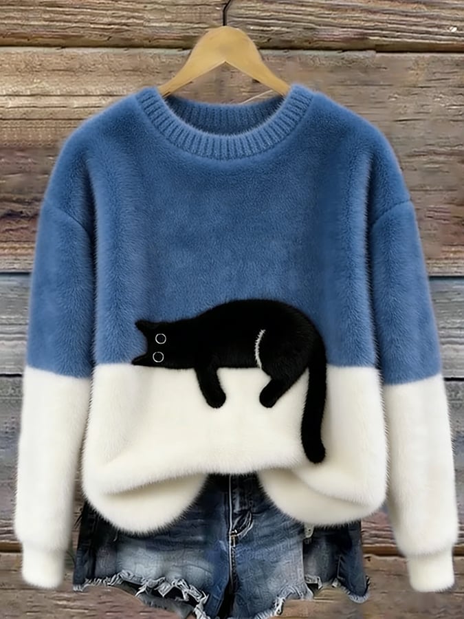 Trui dames met kattenprint en ontspannen pasvorm voor dagelijks gebruik 7
