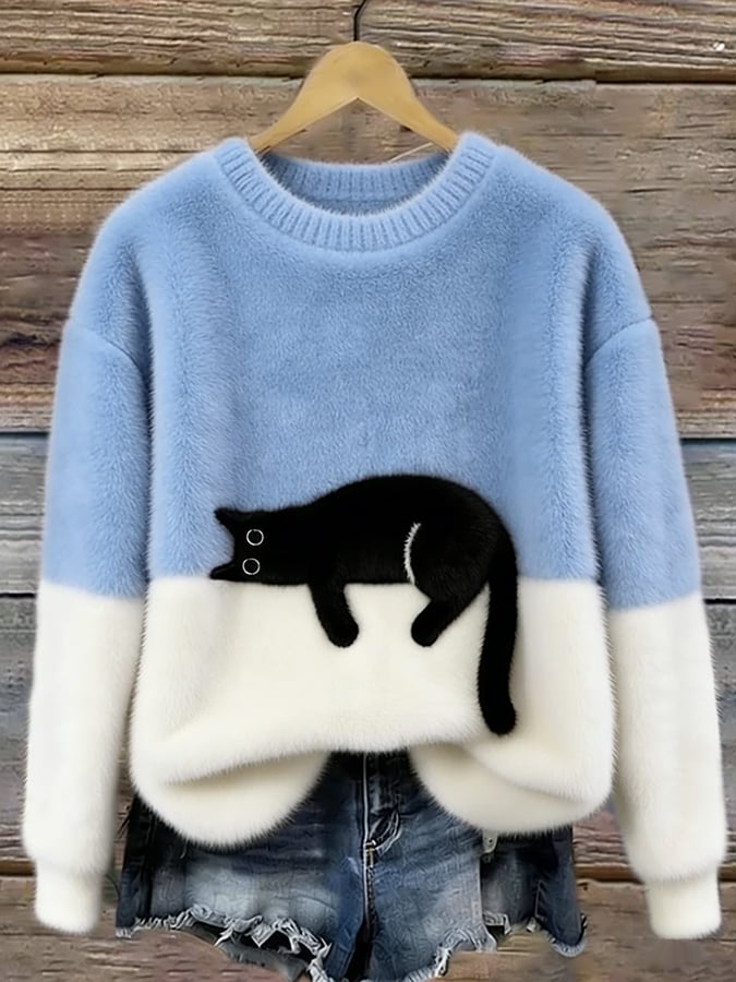 Trui dames met kattenprint en ontspannen pasvorm voor dagelijks gebruik 8