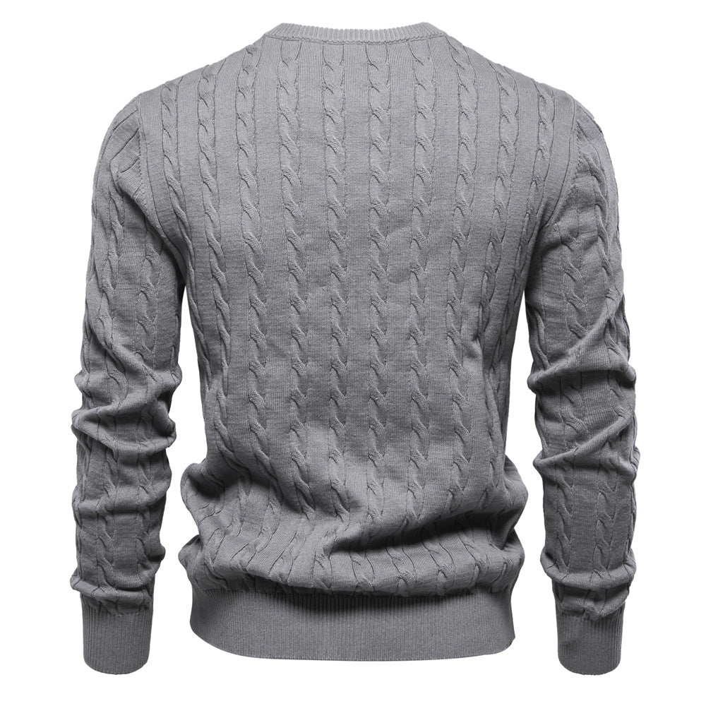 Trui heren met kabelmotief en ronde hals 11