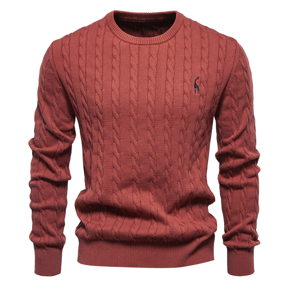 Trui heren met kabelmotief en ronde hals 5