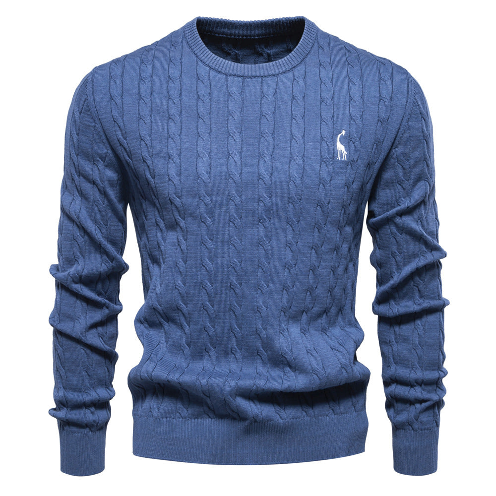 Trui heren met kabelmotief en ronde hals 6