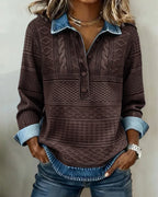 Trui met polokraag dames met half knoopsluiting en structuurdesign 9