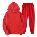 Tweedelige joggingset dames met capuchon, kangoeroezak en elastische taille 2