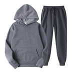 Tweedelige joggingset dames met capuchon, kangoeroezak en elastische taille 4