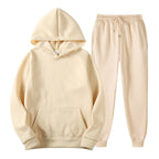 Tweedelige joggingset dames met capuchon, kangoeroezak en elastische taille 5
