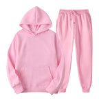 Tweedelige joggingset dames met capuchon, kangoeroezak en elastische taille 8