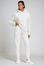Tweedelige loungeset dames met capuchon, joggingbroek en geribde boorden 1