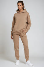 Tweedelige loungeset dames met capuchon, joggingbroek en geribde boorden 2