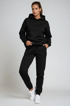 Tweedelige loungeset dames met capuchon, joggingbroek en geribde boorden 3