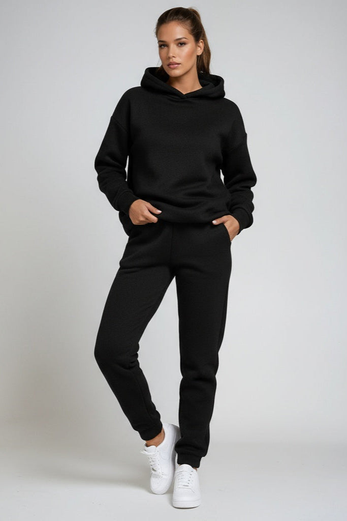 Tweedelige loungeset dames met capuchon, joggingbroek en geribde boorden 3