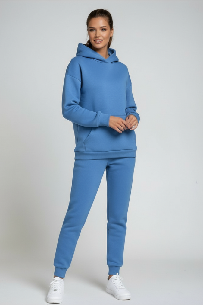Tweedelige loungeset dames met capuchon, joggingbroek en geribde boorden 6