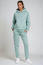 Tweedelige loungeset dames met capuchon, joggingbroek en geribde boorden 8
