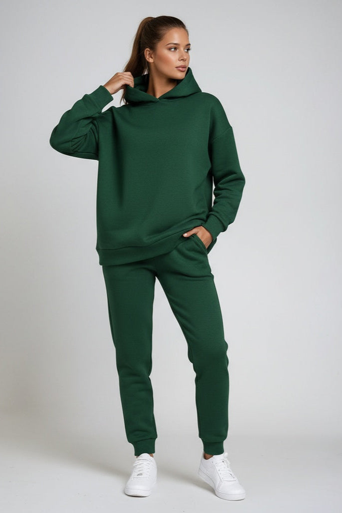 Tweedelige loungeset dames met capuchon, joggingbroek en geribde boorden 9