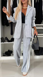Tweedelige set dames met blazer en broek, losse pasvorm voor kantoor 1