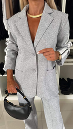 Tweedelige set dames met blazer en broek, losse pasvorm voor kantoor 7