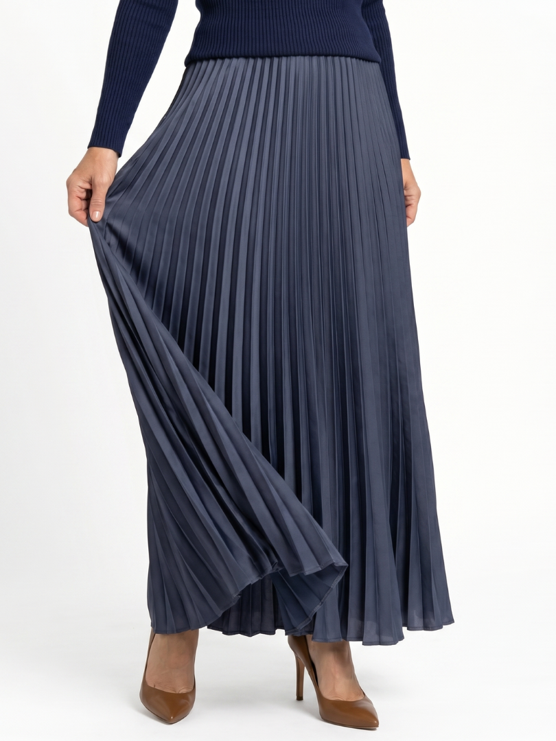 Tweedelige set dames met gebreide top en geplooide rok 6