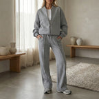 Tweedelige set dames met ritsjack en wijde broek 10