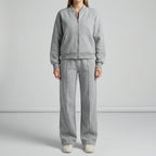 Tweedelige set dames met ritsjack en wijde broek 11