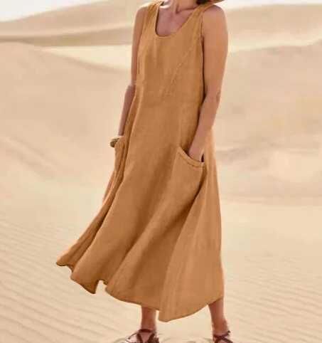 Juliette - Midi zomerjurk met ronde hals dames