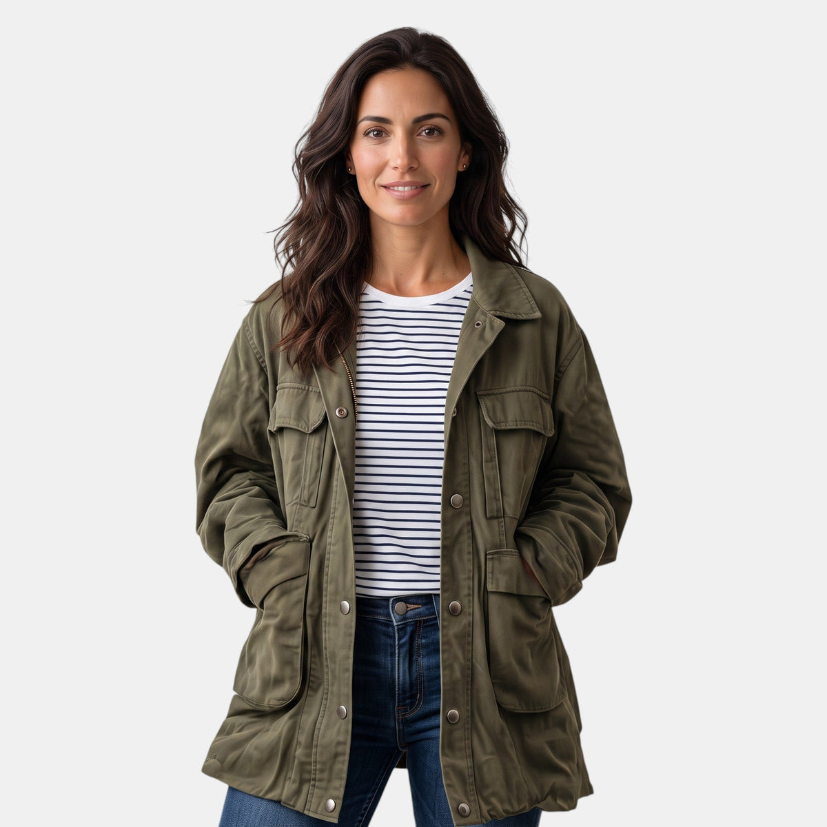 Utility jas dames oversize met meerdere zakken 1