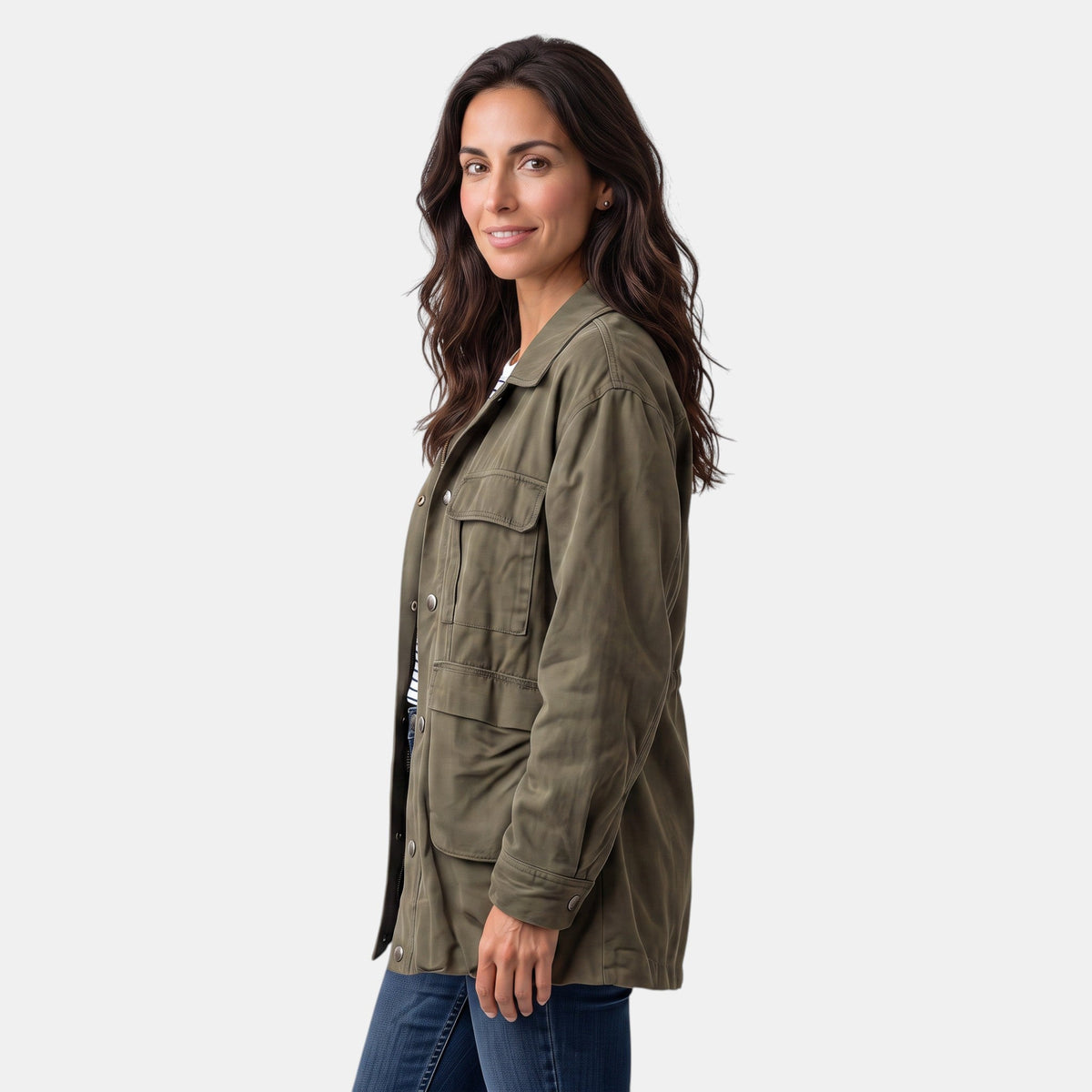 Utility jas dames oversize met meerdere zakken 2