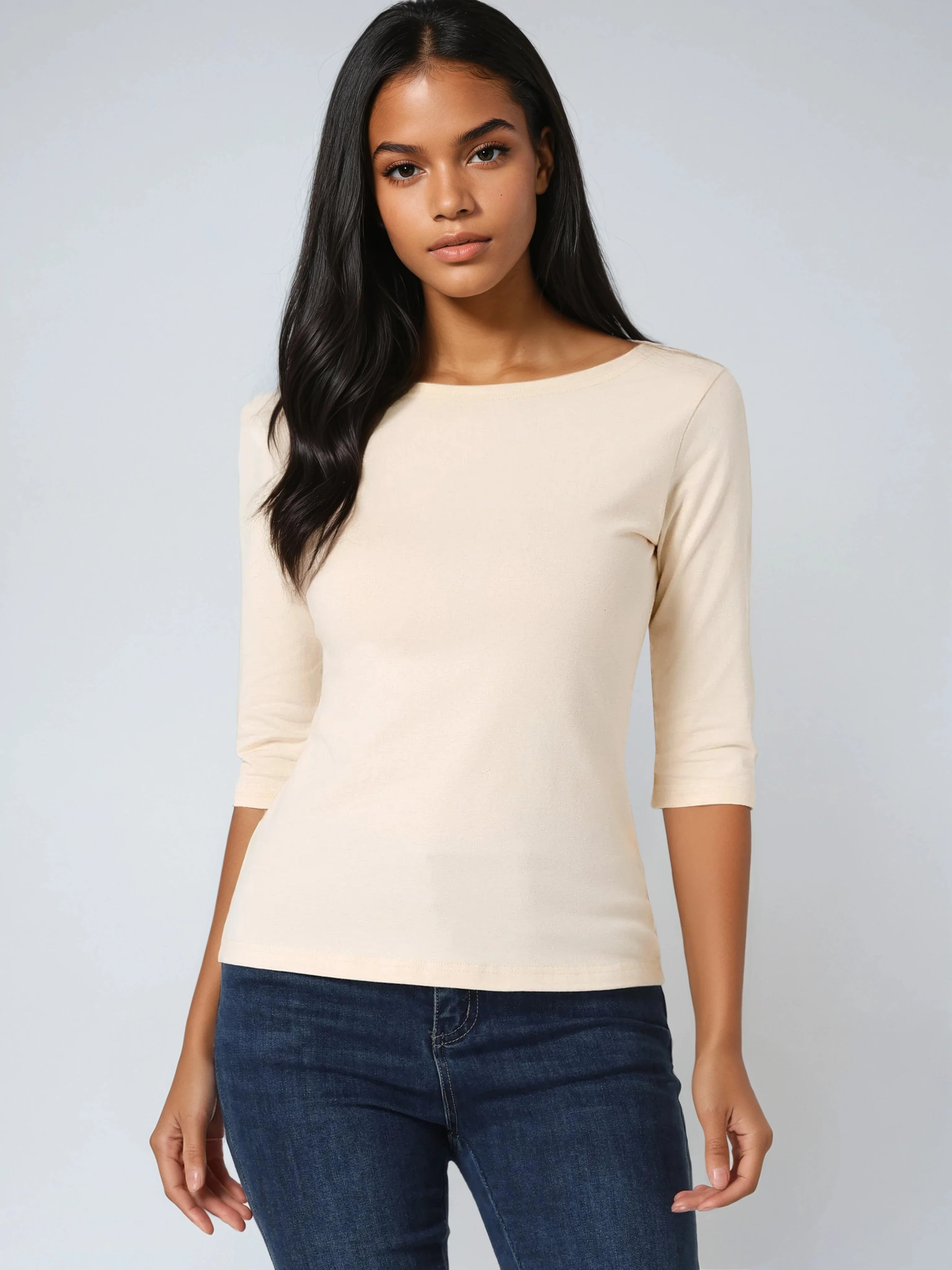 Mana - Shirt met ronde hals en 3/4 mouwen