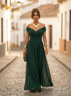 Sidonie - Lange zomerjurk met V-hals en rimpeleffect dames