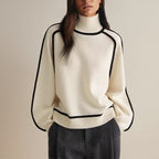 Warme coltrui dames met color-block design en lange mouwen 1