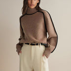 Warme coltrui dames met color-block design en lange mouwen 2
