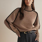 Warme coltrui dames met color-block design en lange mouwen 4