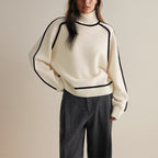 Warme coltrui dames met color-block design en lange mouwen 5