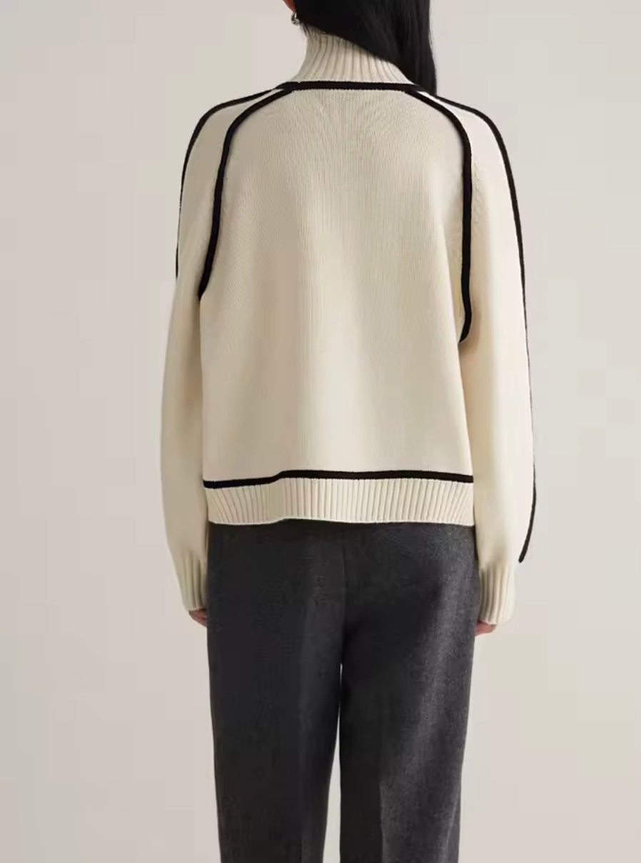 Warme coltrui dames met color-block design en lange mouwen 6