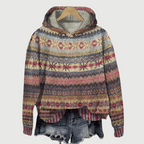 Warme hoodie dames met Noors patroon en isolerend materiaal 1
