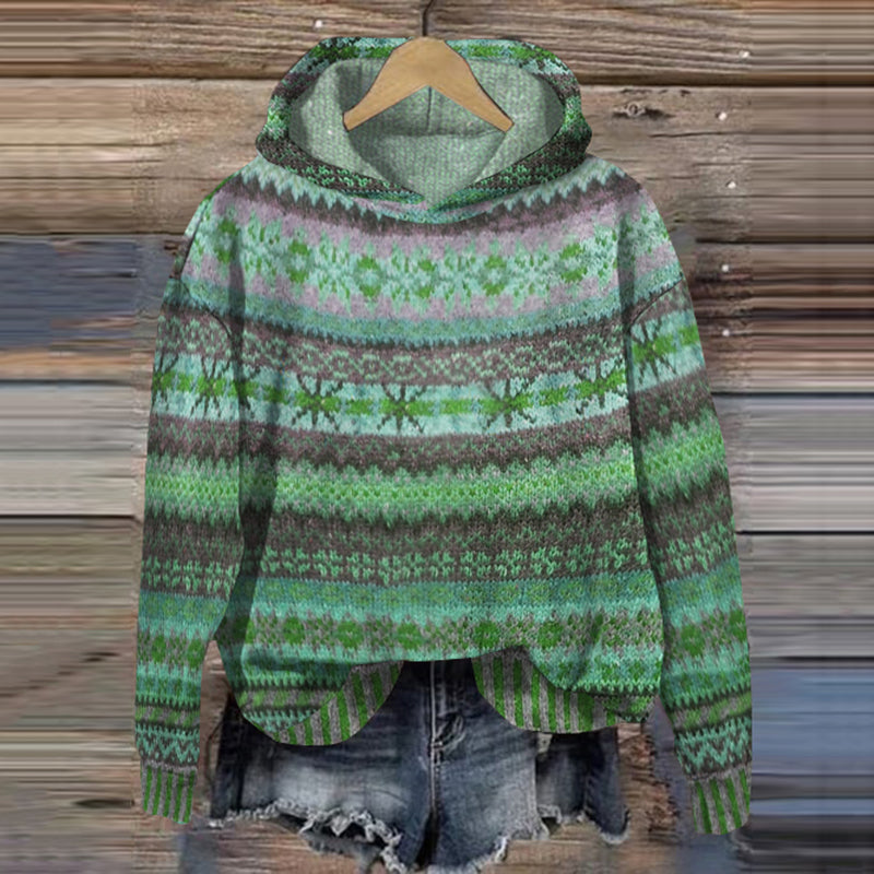 Warme hoodie dames met Noors patroon en isolerend materiaal 2
