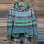 Warme hoodie dames met Noors patroon en isolerend materiaal 3