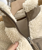 Warme teddyjas dames met hoge kraag en ritszak 14