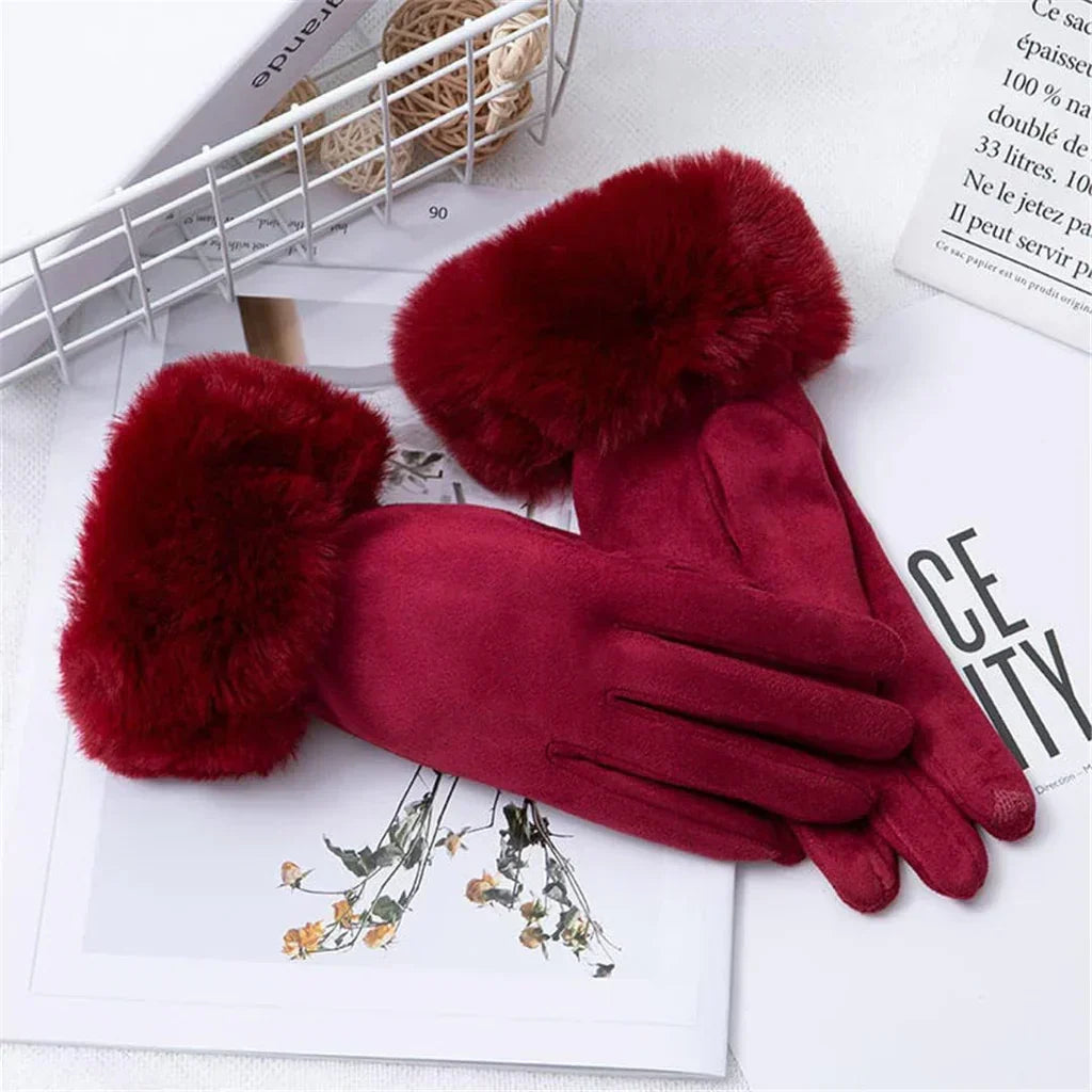 Winterhandschoenen dames met imitatiebont en touchscreen 1