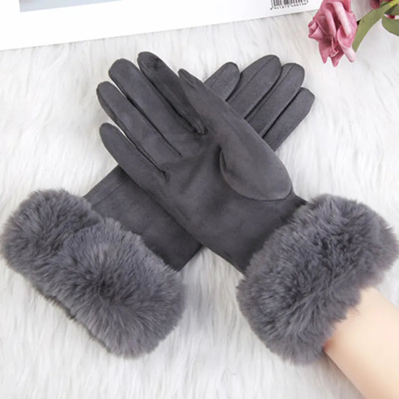 Winterhandschoenen dames met imitatiebont en touchscreen 6