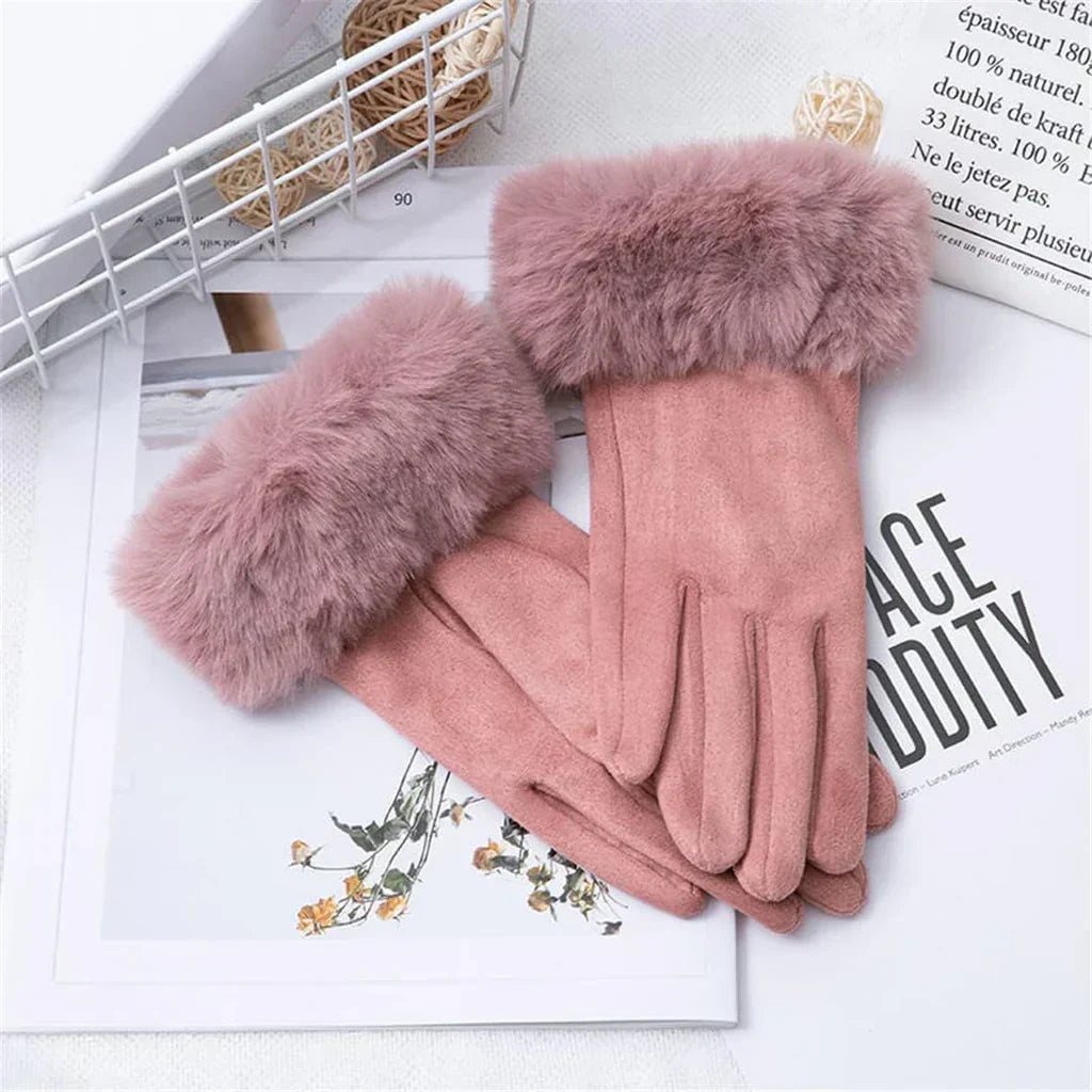 Winterhandschoenen dames met imitatiebont en touchscreen 7
