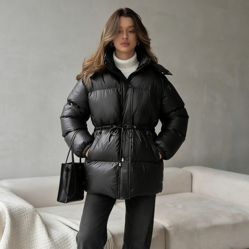Winterjas dames gewatteerd met capuchon en verstelbare taille 6