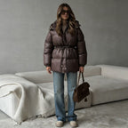 Winterjas dames gewatteerd met capuchon en verstelbare taille 7