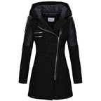 Winterjas dames halflang met capuchon en schuine rits 1