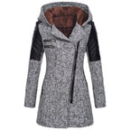 Winterjas dames halflang met capuchon en schuine rits 10