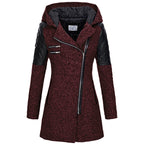 Winterjas dames halflang met capuchon en schuine rits 2