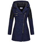 Winterjas dames halflang met capuchon en schuine rits 3