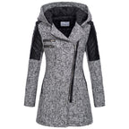Winterjas dames halflang met capuchon en schuine rits 5